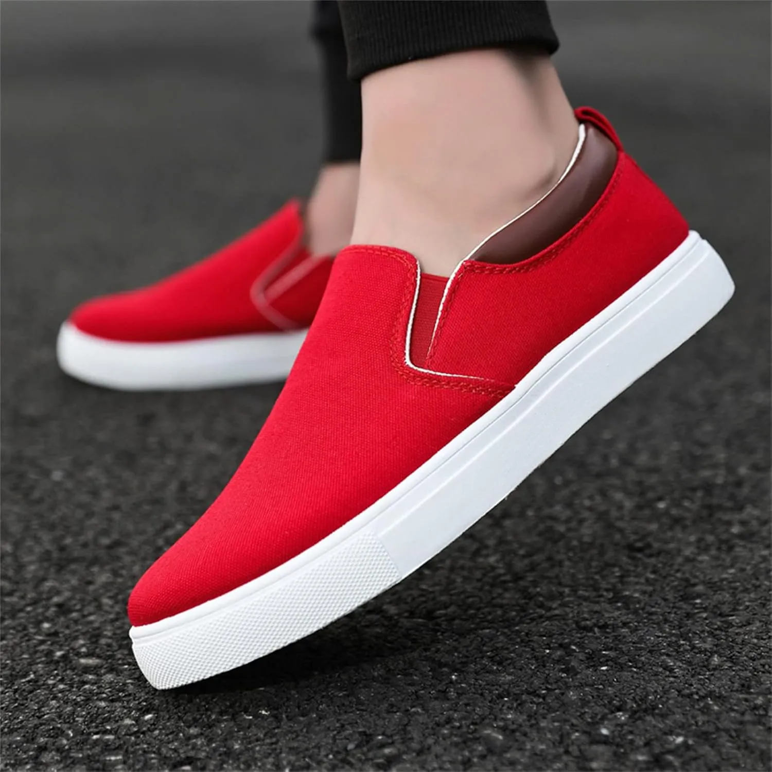 Mens Fashion Solid Color Canvas Flat Bottom Comfortable Running Casual Shoes Casual Chukka Boot Shoes