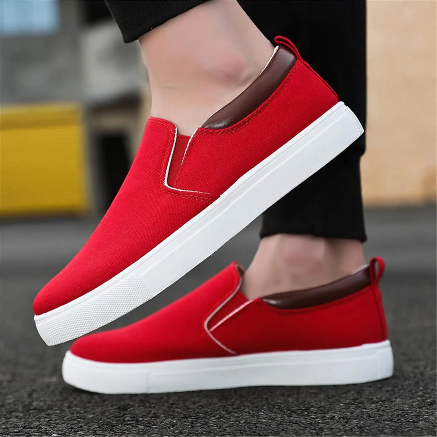 Mens Fashion Solid Color Canvas Flat Bottom Comfortable Running Casual Shoes Casual Chukka Boot Shoes