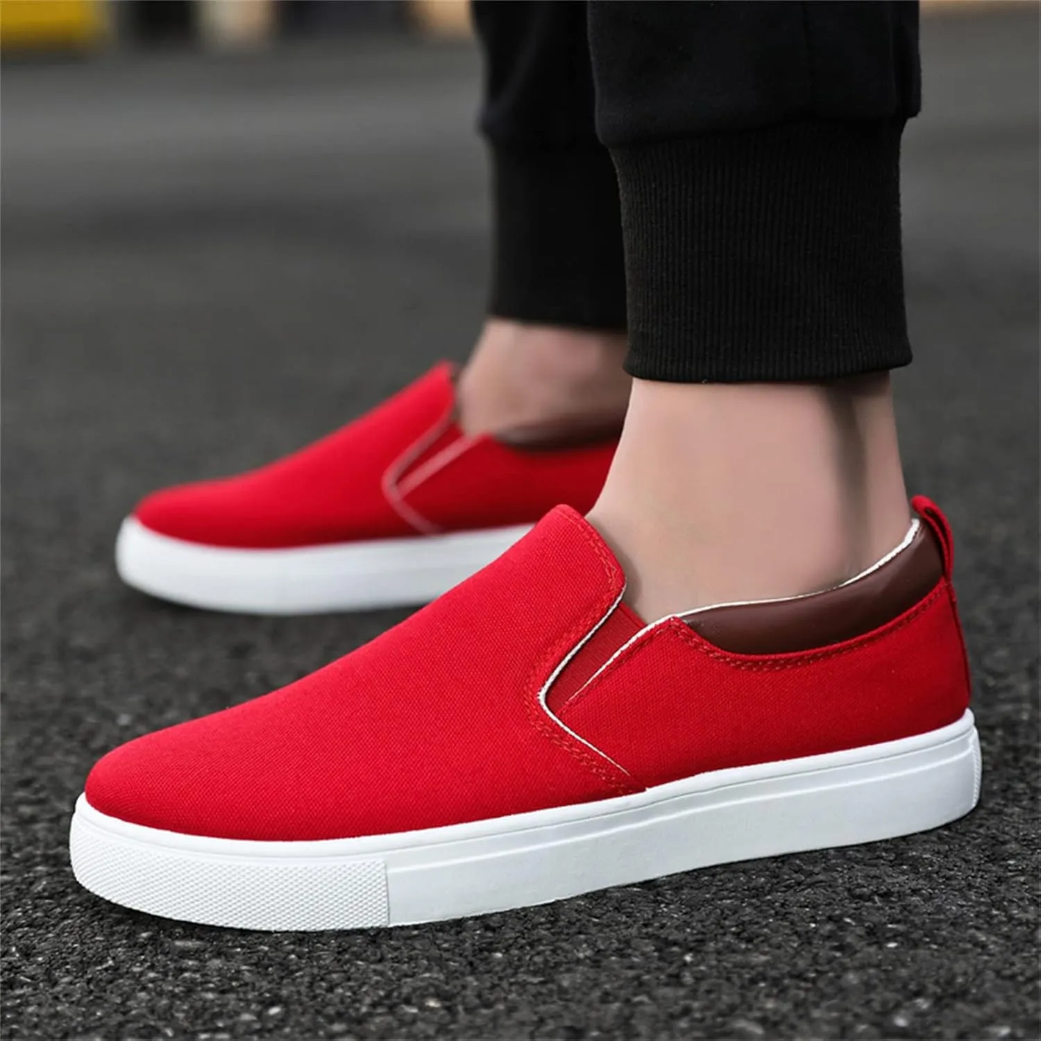 Mens Fashion Solid Color Canvas Flat Bottom Comfortable Running Casual Shoes Casual Chukka Boot Shoes