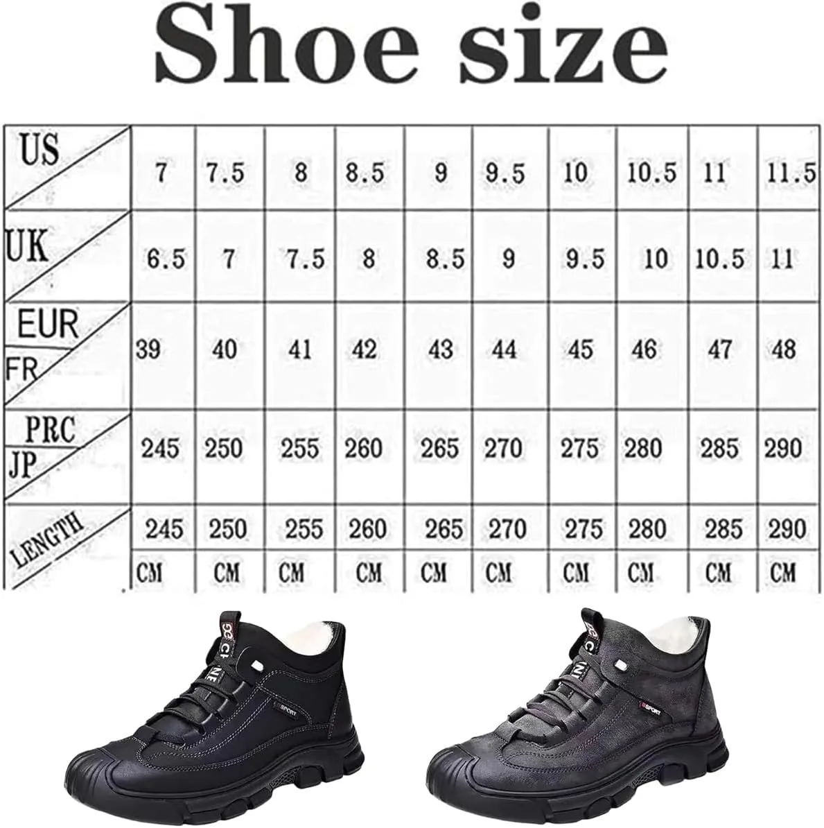 Men's Fleece Warm Boots, Men's Waterproof Work Boots, Warm Furry Lined Winter Hiking Boot Non-slip Outdoor Snow Boots