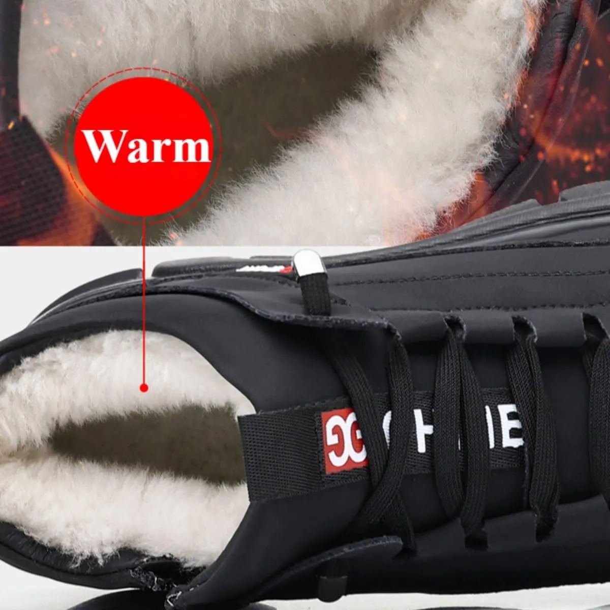 Men's Fleece Warm Boots, Men's Waterproof Work Boots, Warm Furry Lined Winter Hiking Boot Non-slip Outdoor Snow Boots