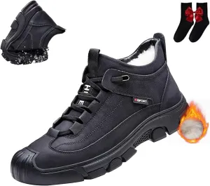 Men's Fleece Warm Boots, Men's Waterproof Work Boots, Warm Furry Lined Winter Hiking Boot Non-slip Outdoor Snow Boots