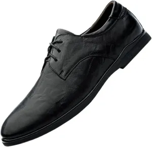 Men's Formal Dress Shoes Oxford Leather Lace Up Business Wedding Shoes for Men Comfortable Non-Slip Soft Sole Pointed Toe Derby