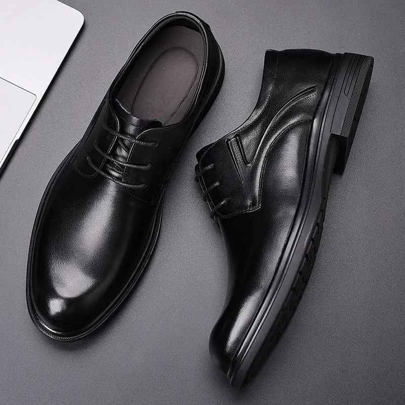Men's Genuine Leather Dress Shoes Classic Lace Up Pointed Toe Oxfords Shoes Fashion Comfort Business Derby Shoes for Men