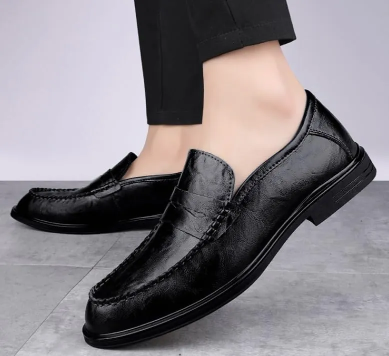 Men's Genuine Leather Slip On Oxford Shoes Casual Business Derby Shoes for Men