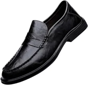 Men's Genuine Leather Slip On Oxford Shoes Casual Business Derby Shoes for Men