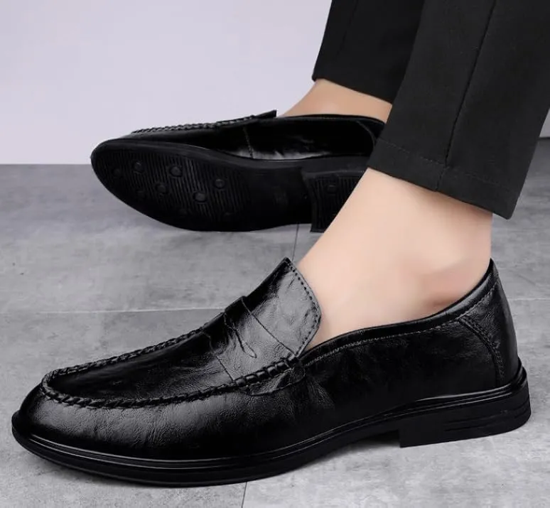 Men's Genuine Leather Slip On Oxford Shoes Casual Business Derby Shoes for Men