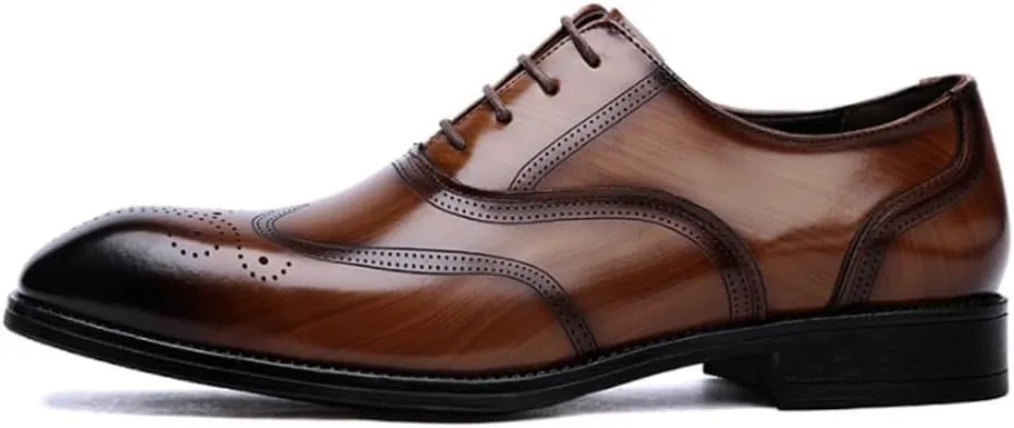 Men's Italian Luxury Oxford Dress Shoes, Office Wedding Lace Up Business Pointed Toe Shoes Tuxedo Comfortable Fashion