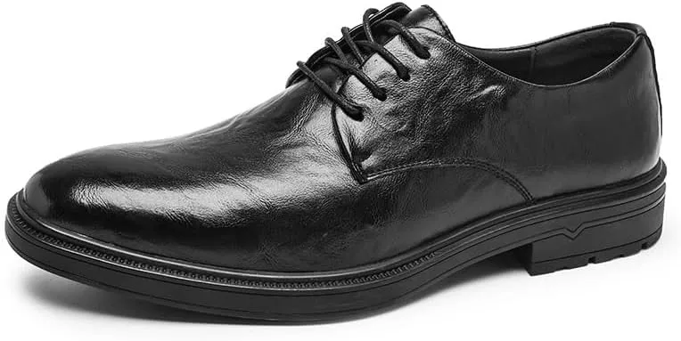 Men's Lace-up Loafer Casual Dress Shoes Black Wedding Formal Work Pointed Toe Tuxedo Shoes for Men