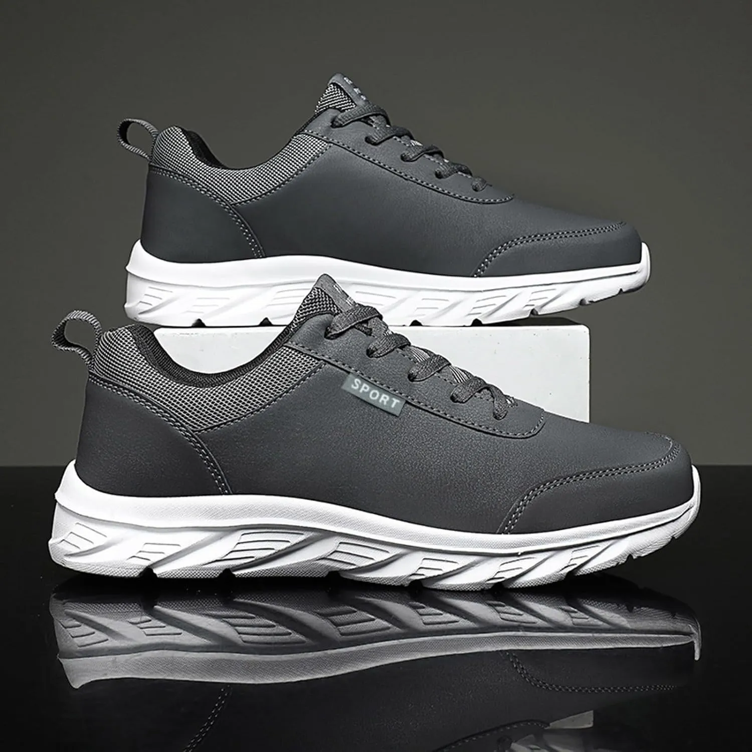Men's Lace Up Memory Foam Sneakers Lightweight Breathable Walking Shoe Gym Tennis Men's Comfortable Dress Shoes