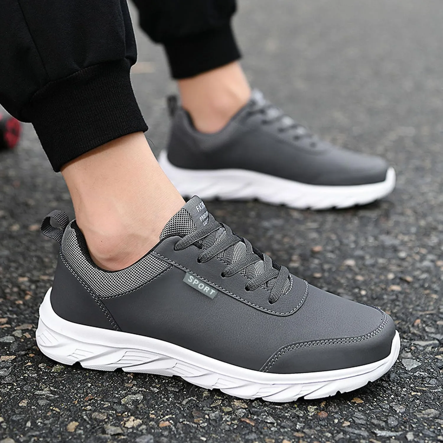 Men's Lace Up Memory Foam Sneakers Lightweight Breathable Walking Shoe Gym Tennis Men's Comfortable Dress Shoes