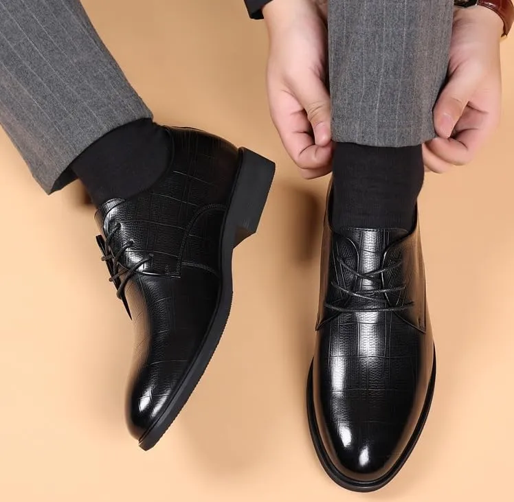 Men's Lace-Up Oxford Shoes Soft Leather Dress Shoes for Weddings Formal Fashion Wingtip Brogue Shoes