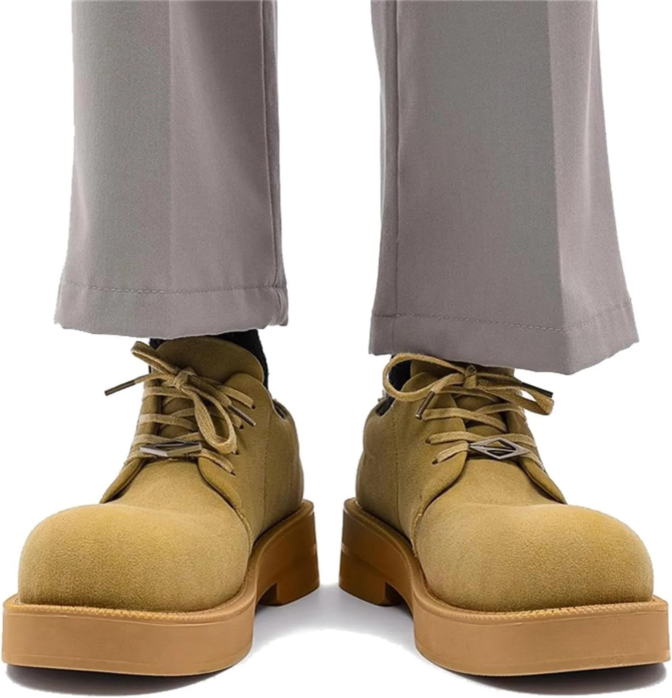 Men's Lace Up Suede Oxford Dress Shoes Platform Round Toe Old Fashion Casual Derby Shoes