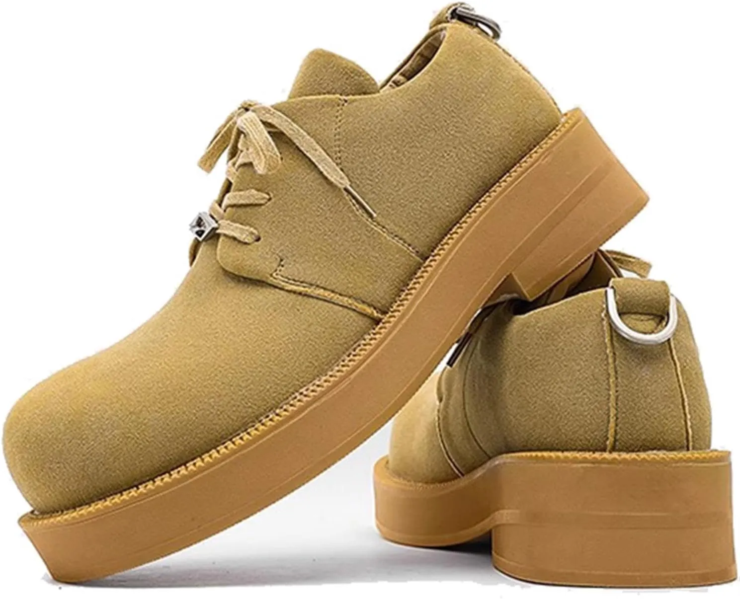 Men's Lace Up Suede Oxford Dress Shoes Platform Round Toe Old Fashion Casual Derby Shoes