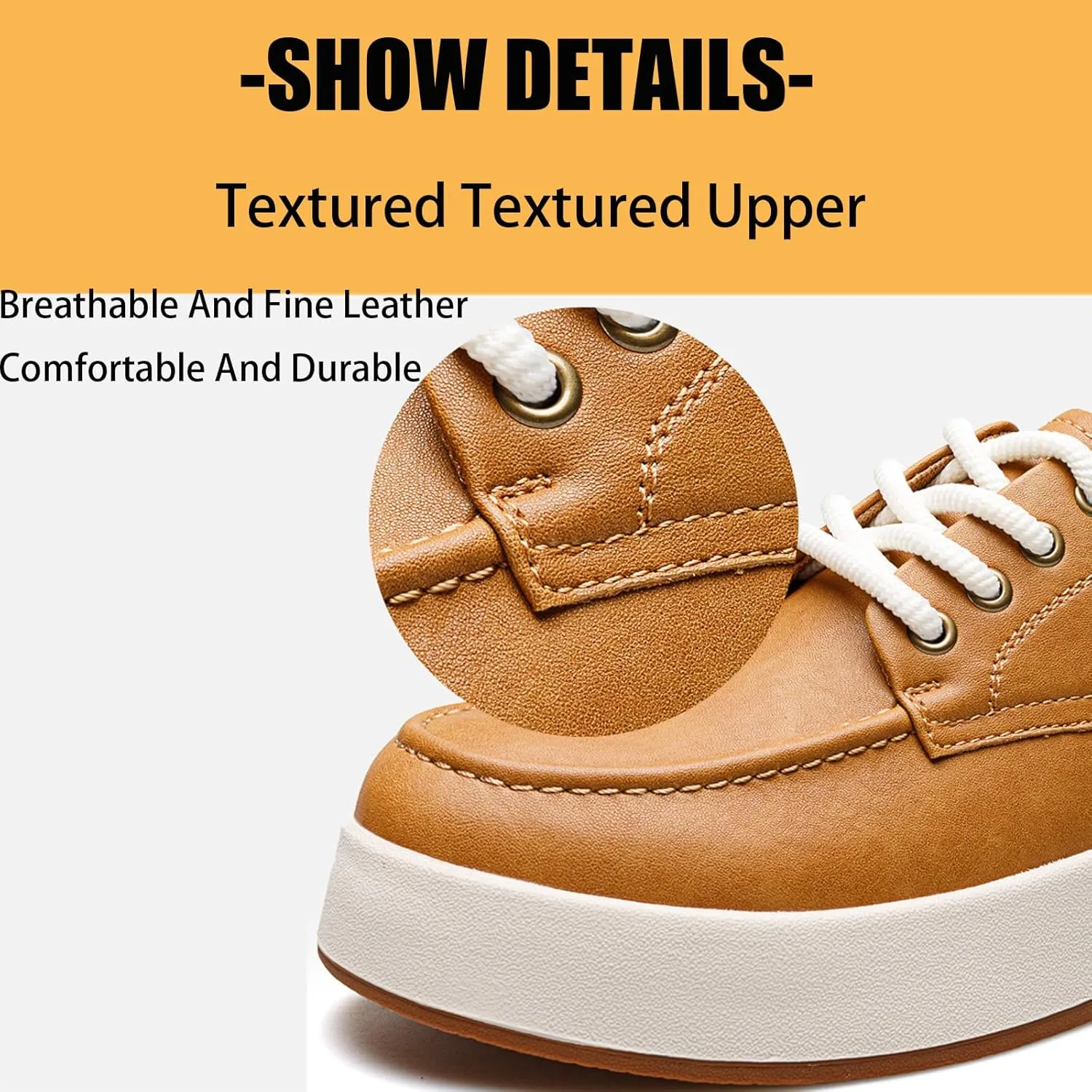 Men'S Leather Slip-On Platform Casual Oxford Shoes Fashion Handmade Lightweight Breathable Platform Lace-Up Sneakers Casual Comfortable Driving Office Work Shoes