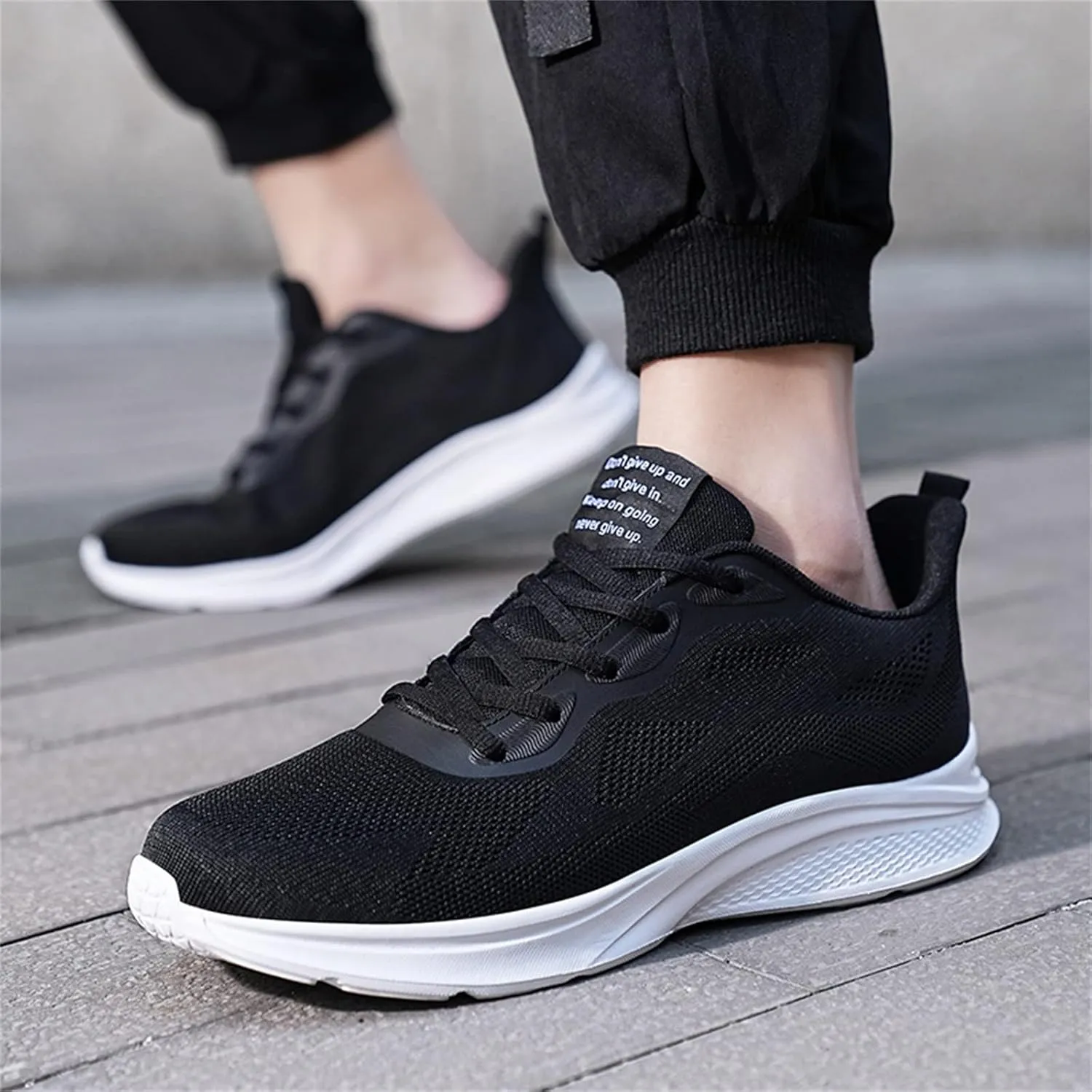 Mens Mesh Breathable Lace Up Solid Color Casual Fashion Simple Shoes Running Sneaker Socks Shoes for Men