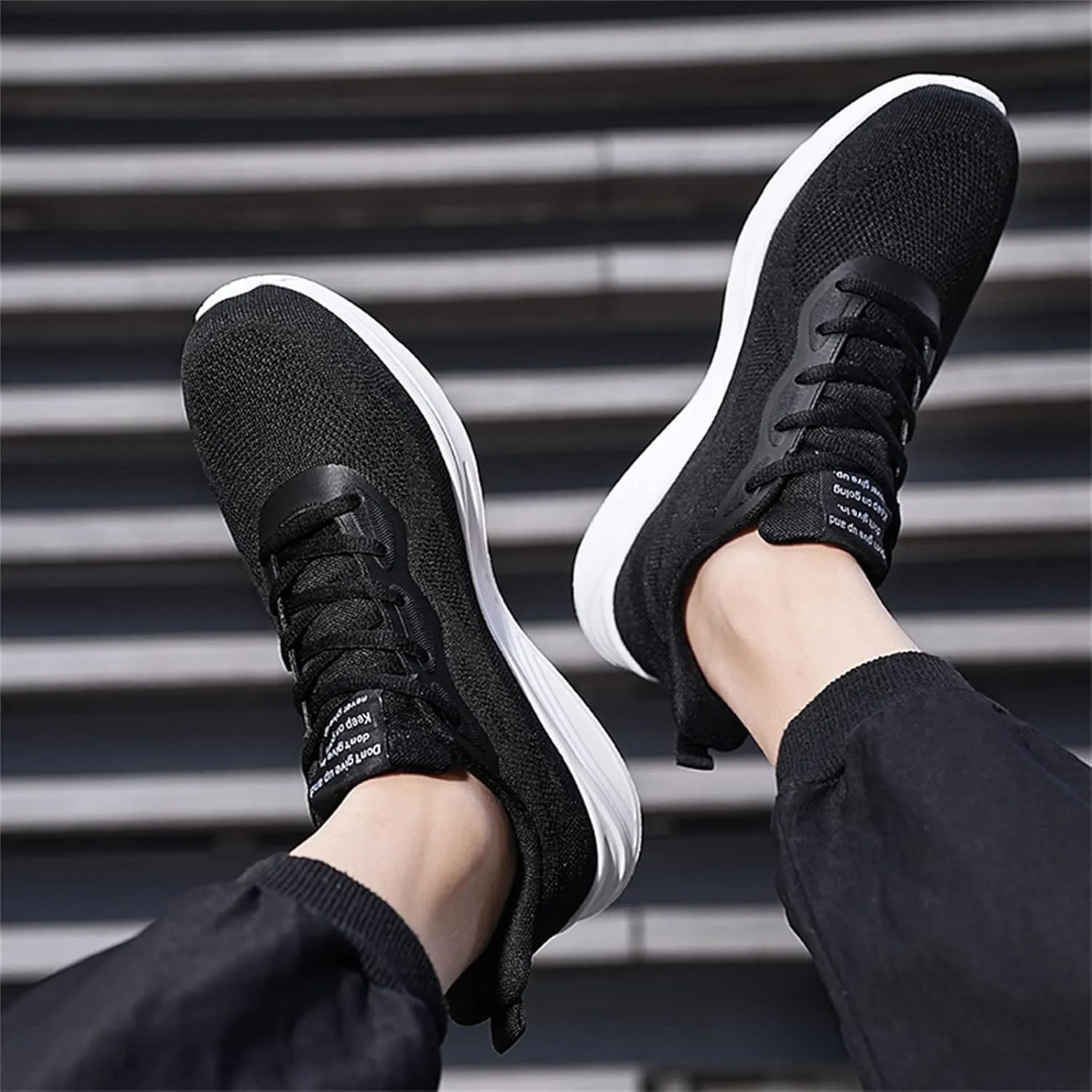 Mens Mesh Breathable Lace Up Solid Color Casual Fashion Simple Shoes Running Sneaker Socks Shoes for Men