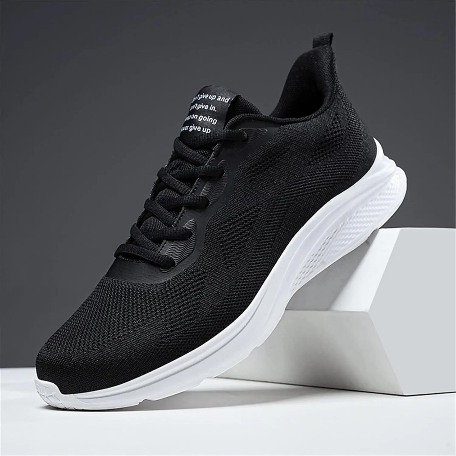 Mens Mesh Breathable Lace Up Solid Color Casual Fashion Simple Shoes Running Sneaker Socks Shoes for Men