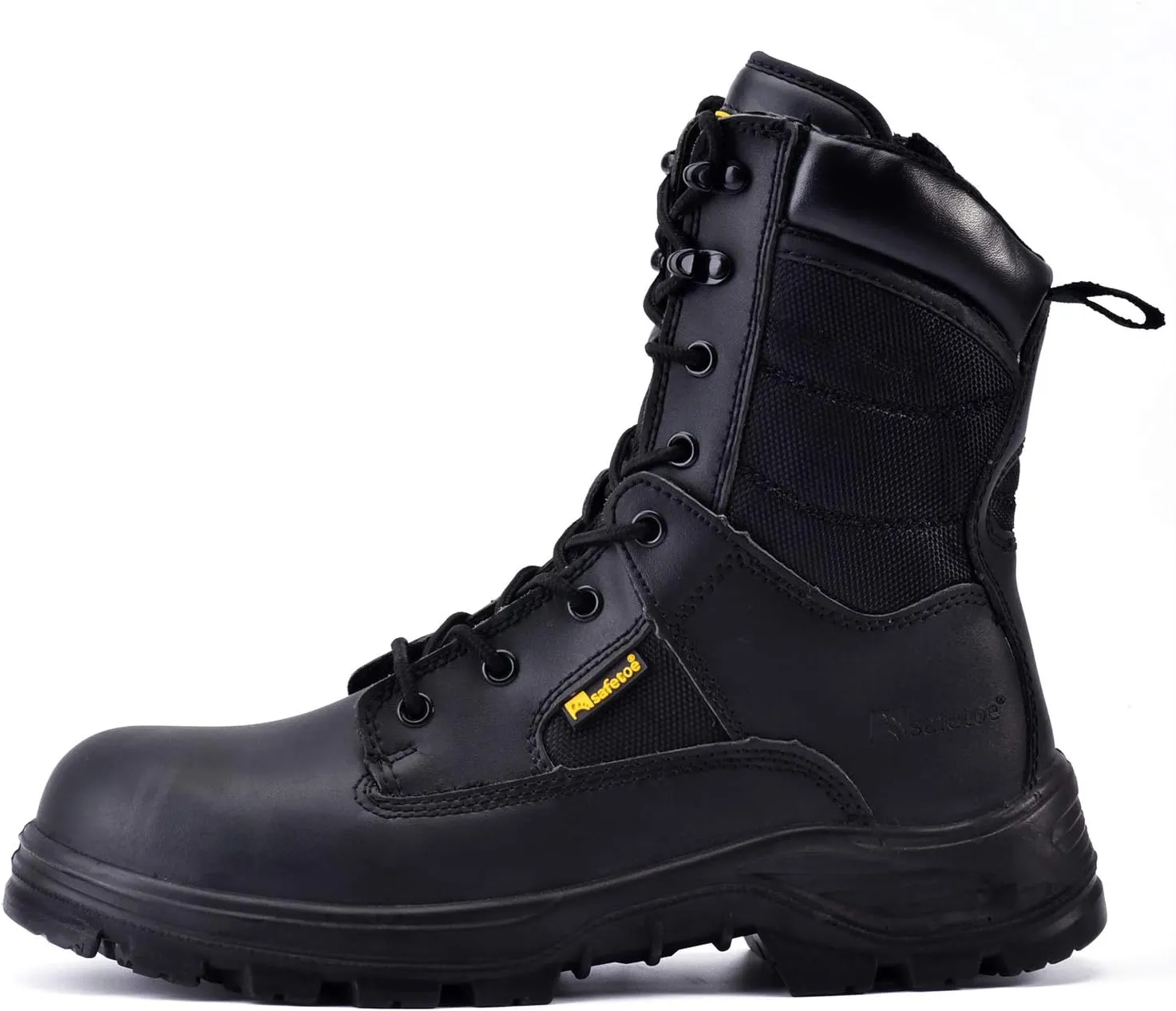 Men's Military Tactical Boots 8" Steel Toe Work Safety Boots with Side Zipper Lightweight Army Combat Boots