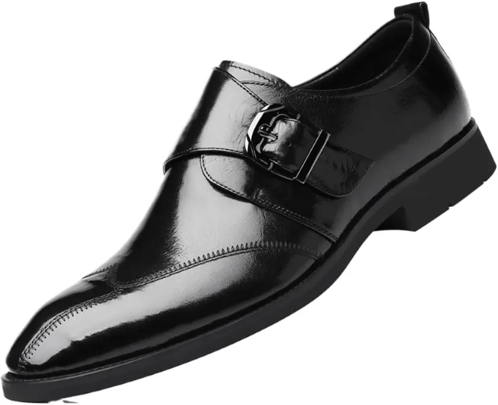 Men's Oxford Dress Shoes Leather Business Formal Loafers Lace Up Non Slip Comfortable Office Buckle Shoes Classic Tuxedo for Men Wedding