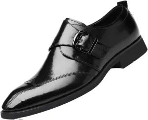 Men's Oxford Dress Shoes Leather Business Formal Loafers Lace Up Non Slip Comfortable Office Buckle Shoes Classic Tuxedo for Men Wedding