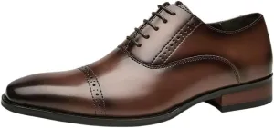 Men’s Oxford Leather Business Dress Shoes Wedding Pointed Toe Formal Non-Slip Comfortable Lace Up Walking Classic Shoes for Men