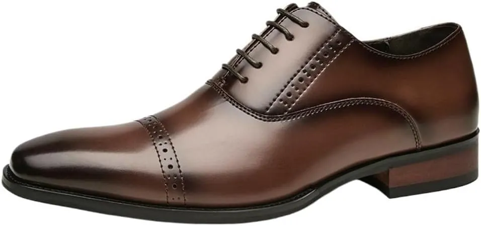 Men’s Oxford Leather Business Dress Shoes Wedding Pointed Toe Formal Non-Slip Comfortable Lace Up Walking Classic Shoes for Men