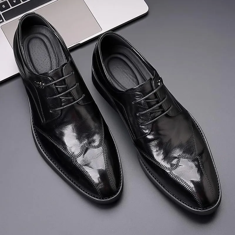 Men's Patent Leather Dress Shoes Fashion Classic Formal Business Oxford Shoes Lace Up Low Non-Slip Walking Derby Shoes for Men