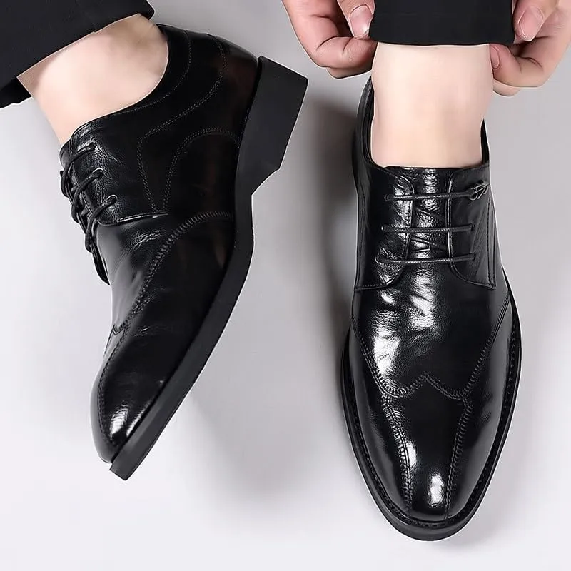 Men's Patent Leather Dress Shoes Fashion Classic Formal Business Oxford Shoes Lace Up Low Non-Slip Walking Derby Shoes for Men