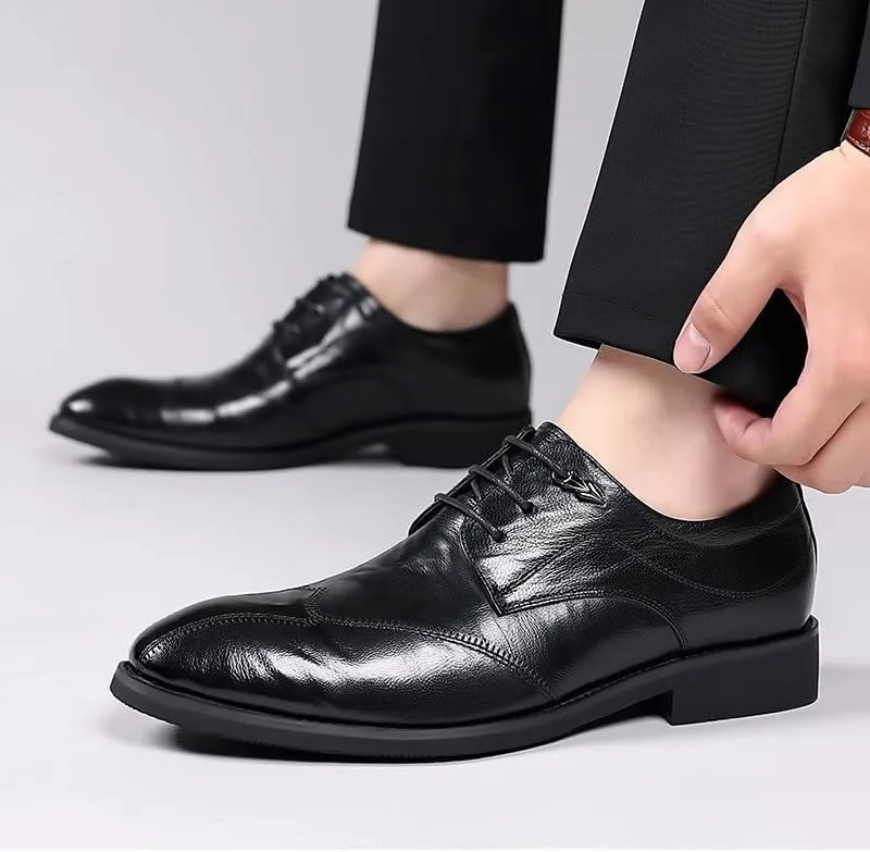Men's Patent Leather Dress Shoes Fashion Classic Formal Business Oxford Shoes Lace Up Low Non-Slip Walking Derby Shoes for Men