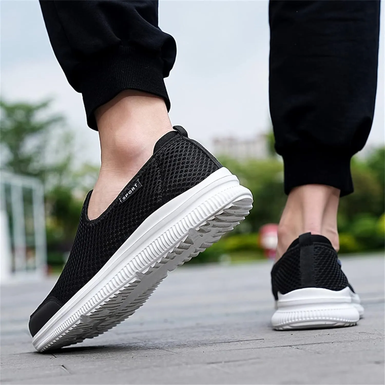 Mens Running Shoes Slip-on Walking Tennis Sneakers Lightweight Breathable Casual Soft Sole Mesh Workout Sports Shoes