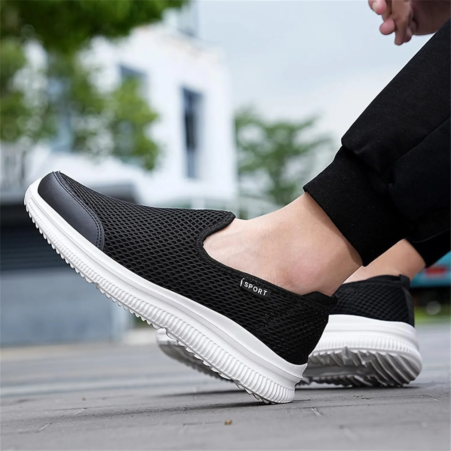 Mens Running Shoes Slip-on Walking Tennis Sneakers Lightweight Breathable Casual Soft Sole Mesh Workout Sports Shoes
