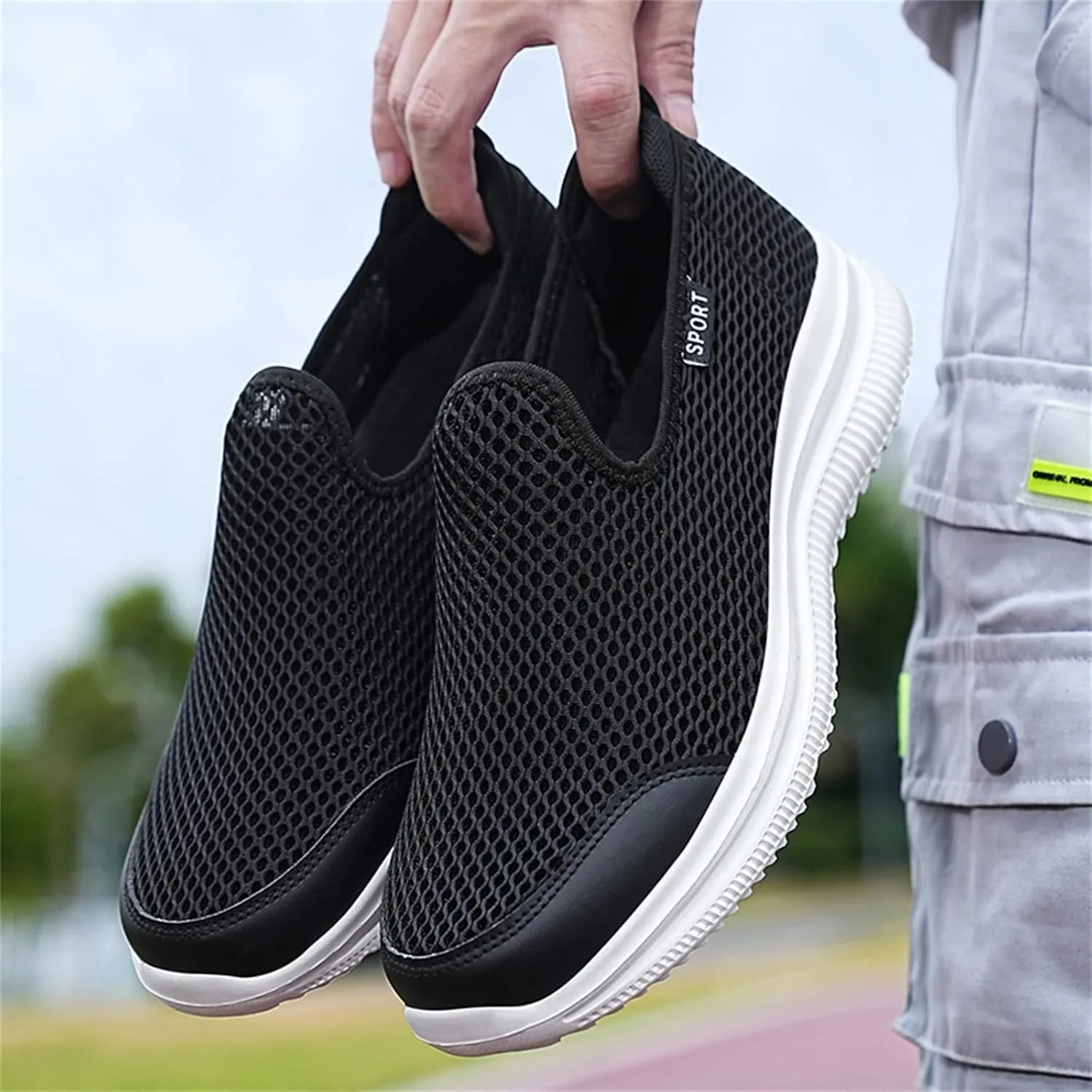Mens Running Shoes Slip-on Walking Tennis Sneakers Lightweight Breathable Casual Soft Sole Mesh Workout Sports Shoes