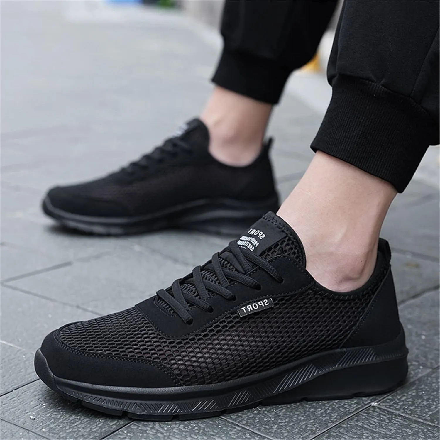 Mens Running Shoes Slip-on Walking Tennis Sneakers Lightweight Breathable Casual Soft Sole Mesh Workout Sports Shoes