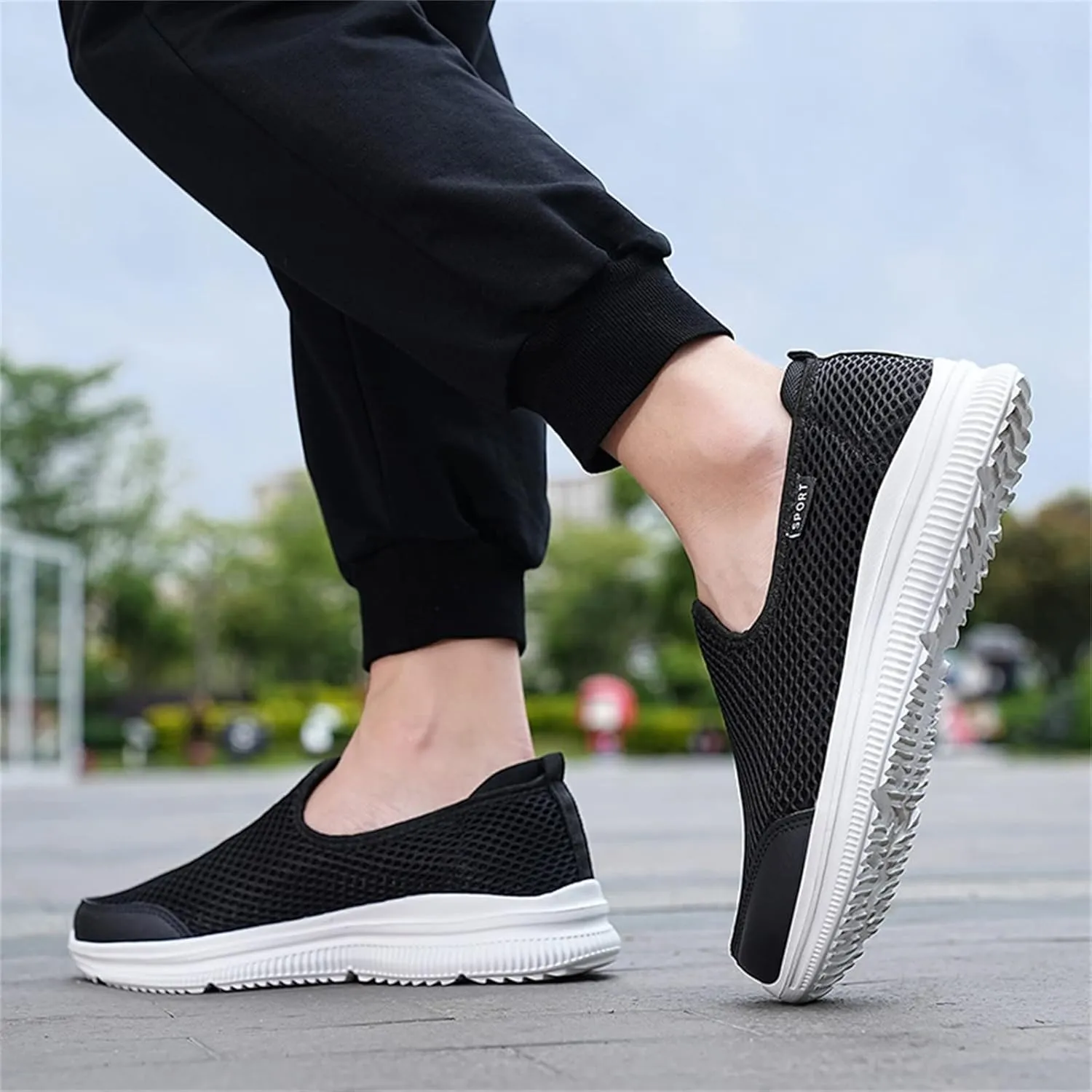 Mens Running Shoes Slip-on Walking Tennis Sneakers Lightweight Breathable Casual Soft Sole Mesh Workout Sports Shoes