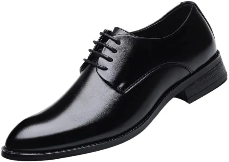 Men's Shiny Patent Leather Dress Shoes Hand Stitched Business Formal Derby Shoes Mens Breathable Comfortable Business Lace Up Oxford Shoes(Black,11)