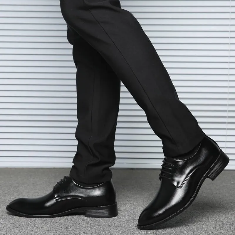 Men's Shiny Patent Leather Dress Shoes Hand Stitched Business Formal Derby Shoes Mens Breathable Comfortable Business Lace Up Oxford Shoes(Black,11)