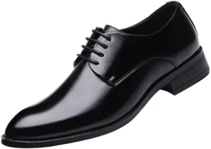 Men's Shiny Patent Leather Dress Shoes Hand Stitched Business Formal Derby Shoes Mens Breathable Comfortable Business Lace Up Oxford Shoes(Black,11)