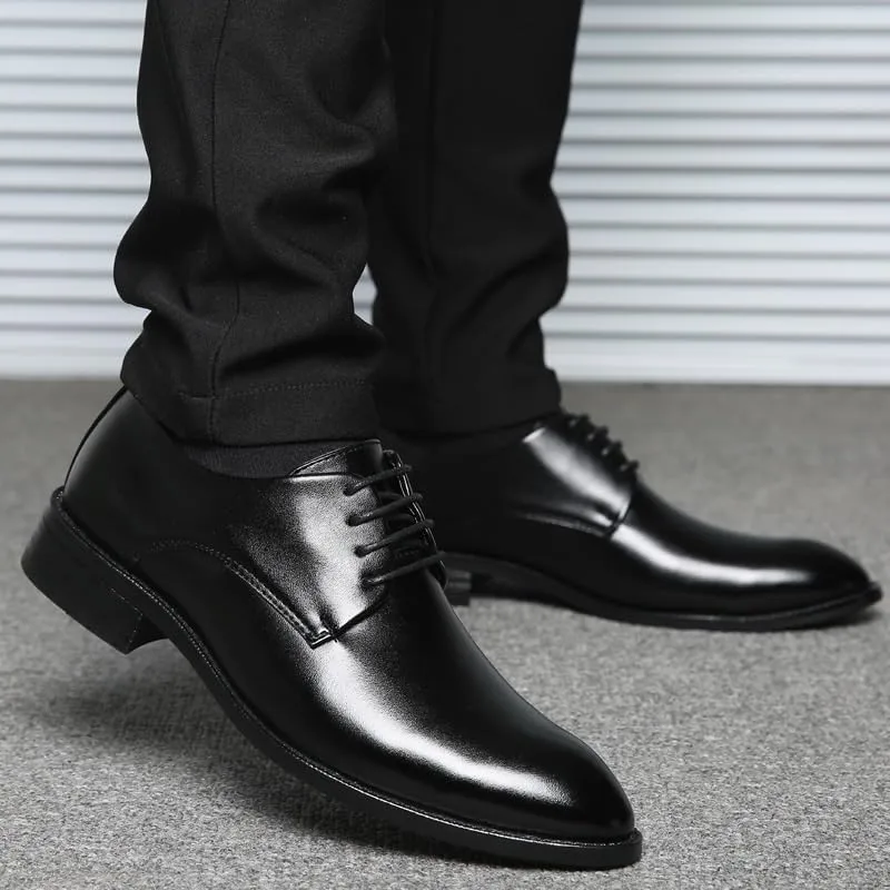 Men's Shiny Patent Leather Dress Shoes Hand Stitched Business Formal Derby Shoes Mens Breathable Comfortable Business Lace Up Oxford Shoes(Black,11)