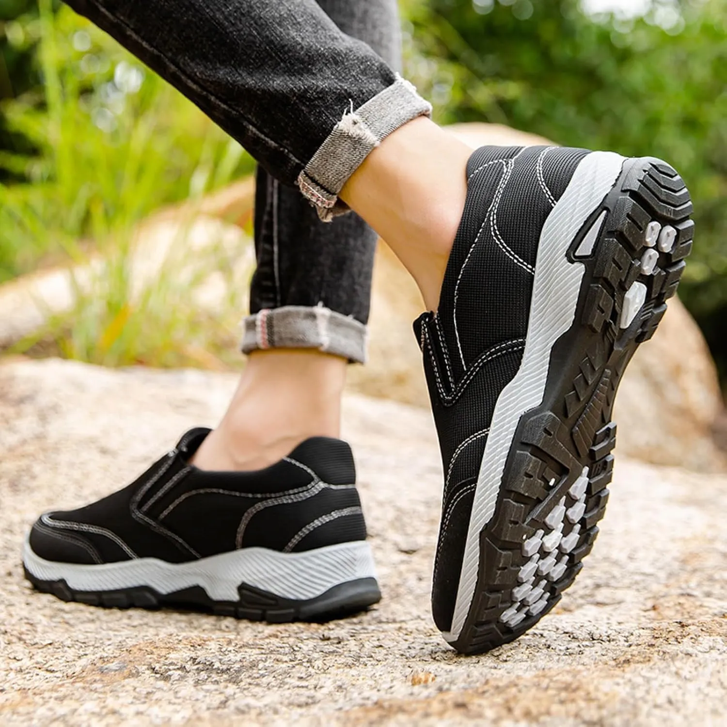 Mens Slip On Men's Fashion Solid Color Breathable Casual Shoes One Foot Stirrup Non Slip Soft Sole Walking Shoes