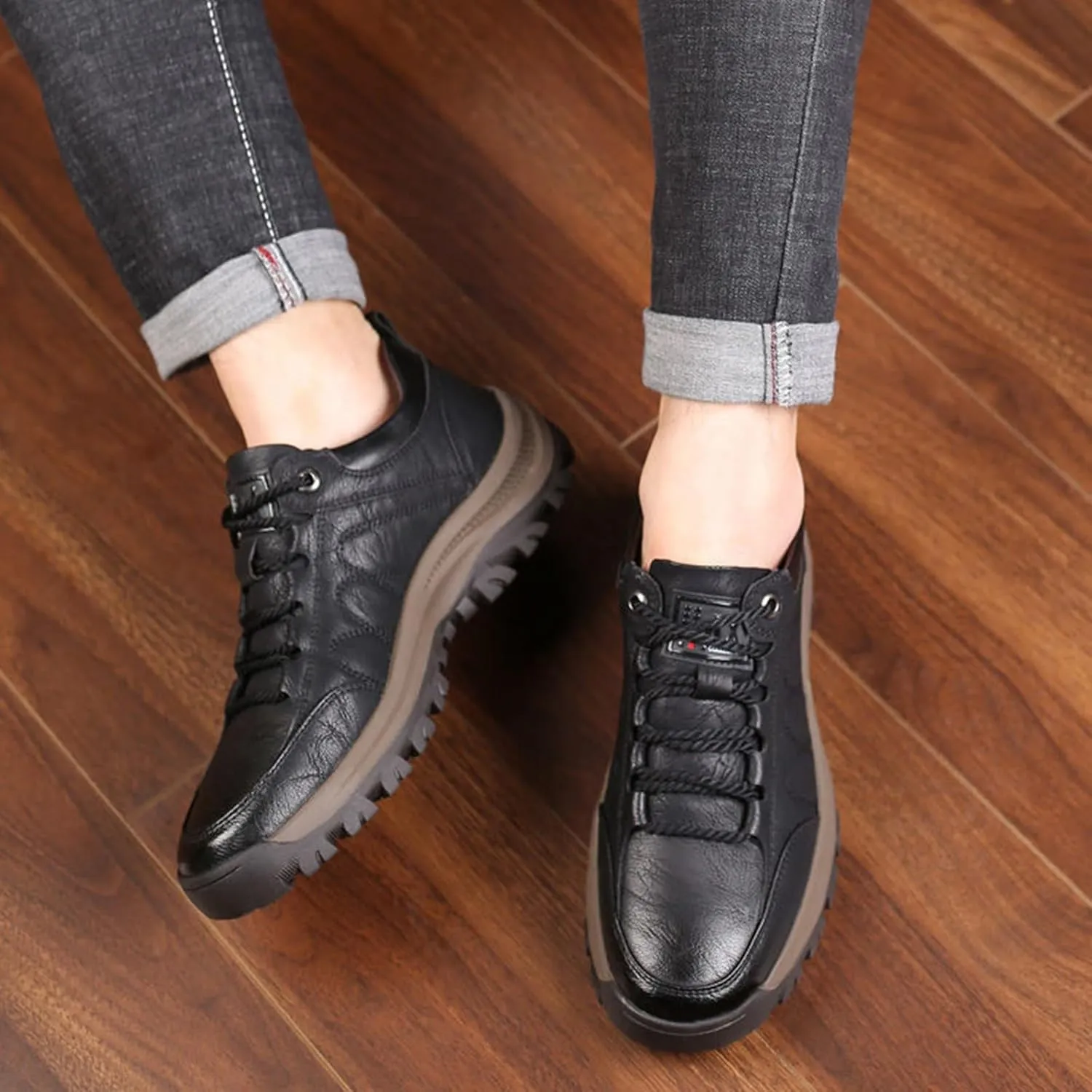 Men's Slip Shoes and Winter Single Cotton Casual Shoes Men's Hiking Sneakers Cotton Thickened and Warm