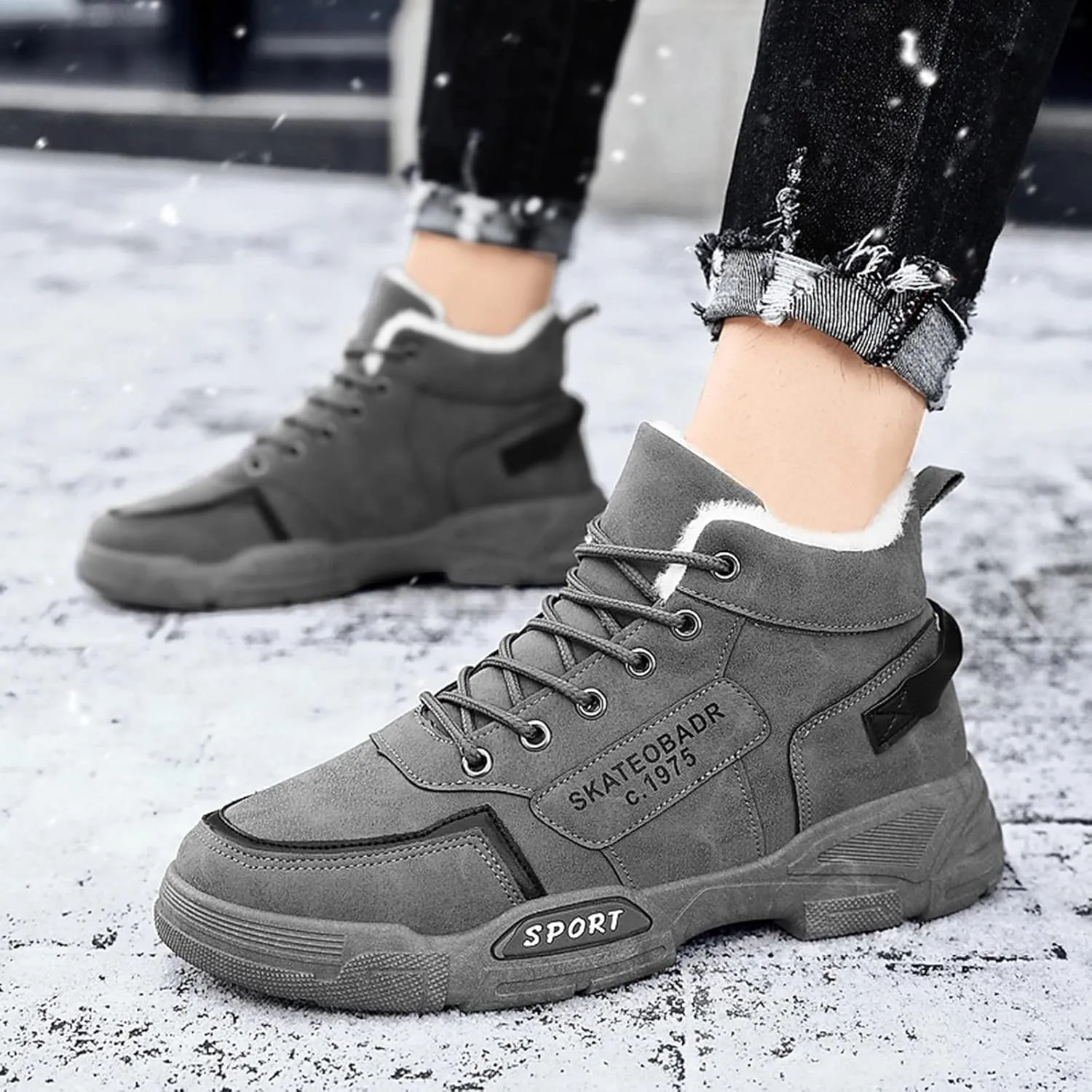 Men's Slip Shoes Men Shoes Winter Plush Casual Men Warm Work Clothes Casual for