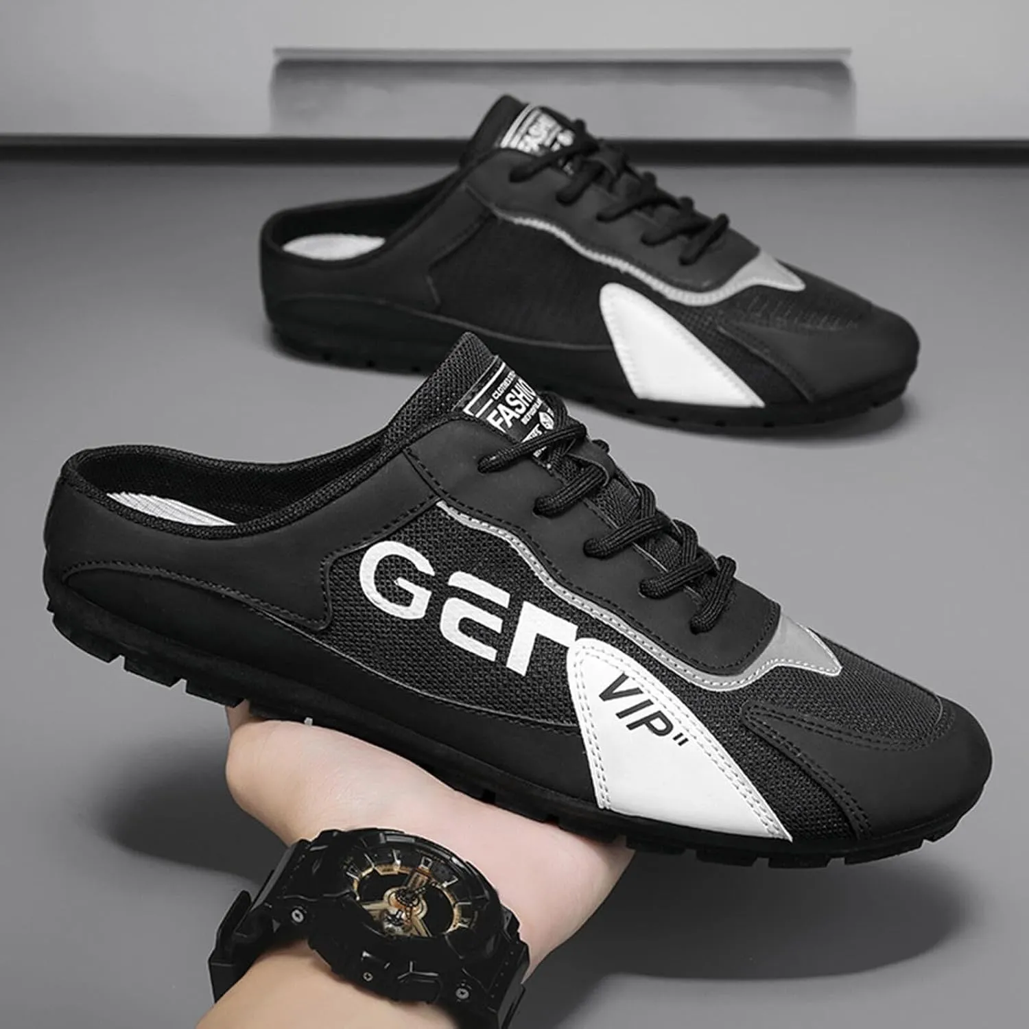 Men's Sneakers New Men's Shoes Trend Versatile Casual Shoes Lazy Man Half Slipperboard Male