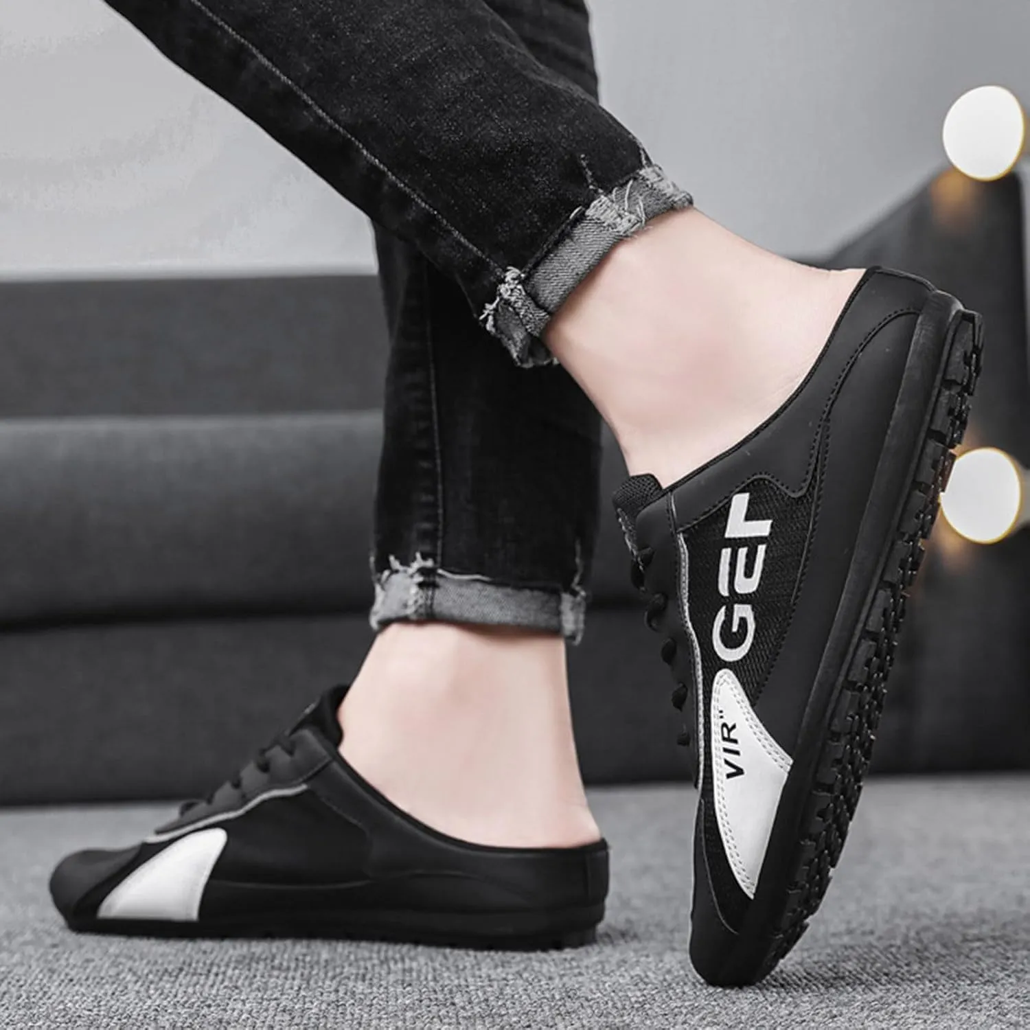 Men's Sneakers New Men's Shoes Trend Versatile Casual Shoes Lazy Man Half Slipperboard Male