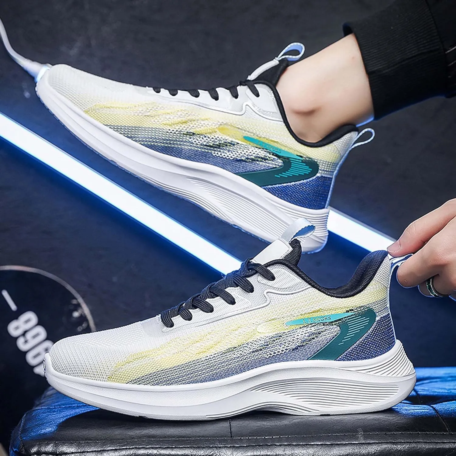 Men's Sneakers,Lightweight Running Shoes,Casual Sneakers,Indoor and Outdoor Sneakers Trainers,Soft Breathable Knitted Mesh,Non-Slip Shock Absorption,Men's Jogging Shoes,Daily Walking Shoes