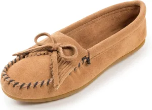 Minnetonka Women's Kilty Hardsole Moccasins, Taupe, 8.5 W US