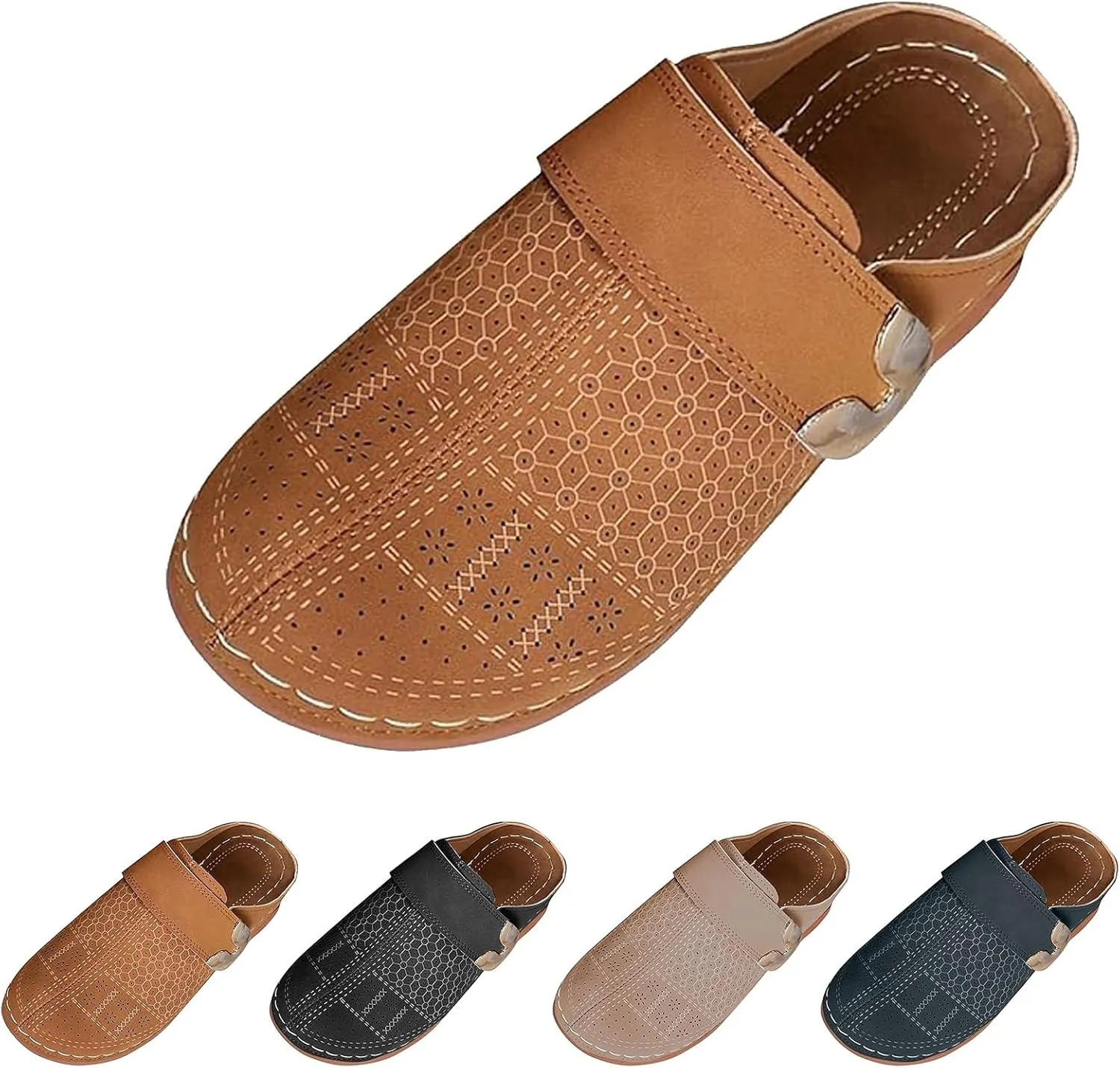 Mules for Women 2025 Comfortable Walking Wedge Clogs Slip-On Flat Mule Shoes Closed Toe Sandals Casual Hollow Out Non-Slip Arch Support Sandals