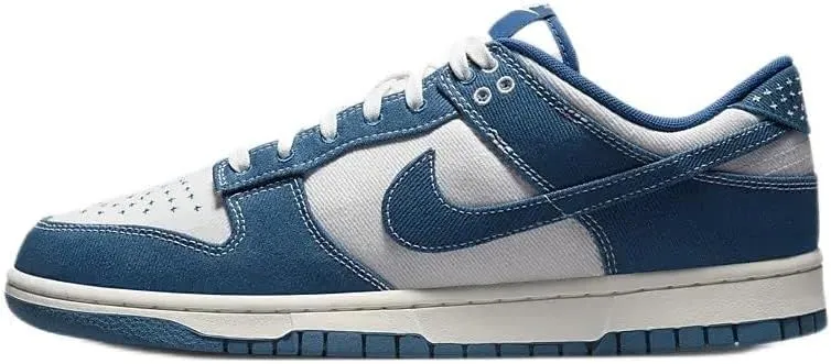 Nike Dunk Low Retro Women's Basketball Shoes, Summit White Industrial Blue, 12 US
