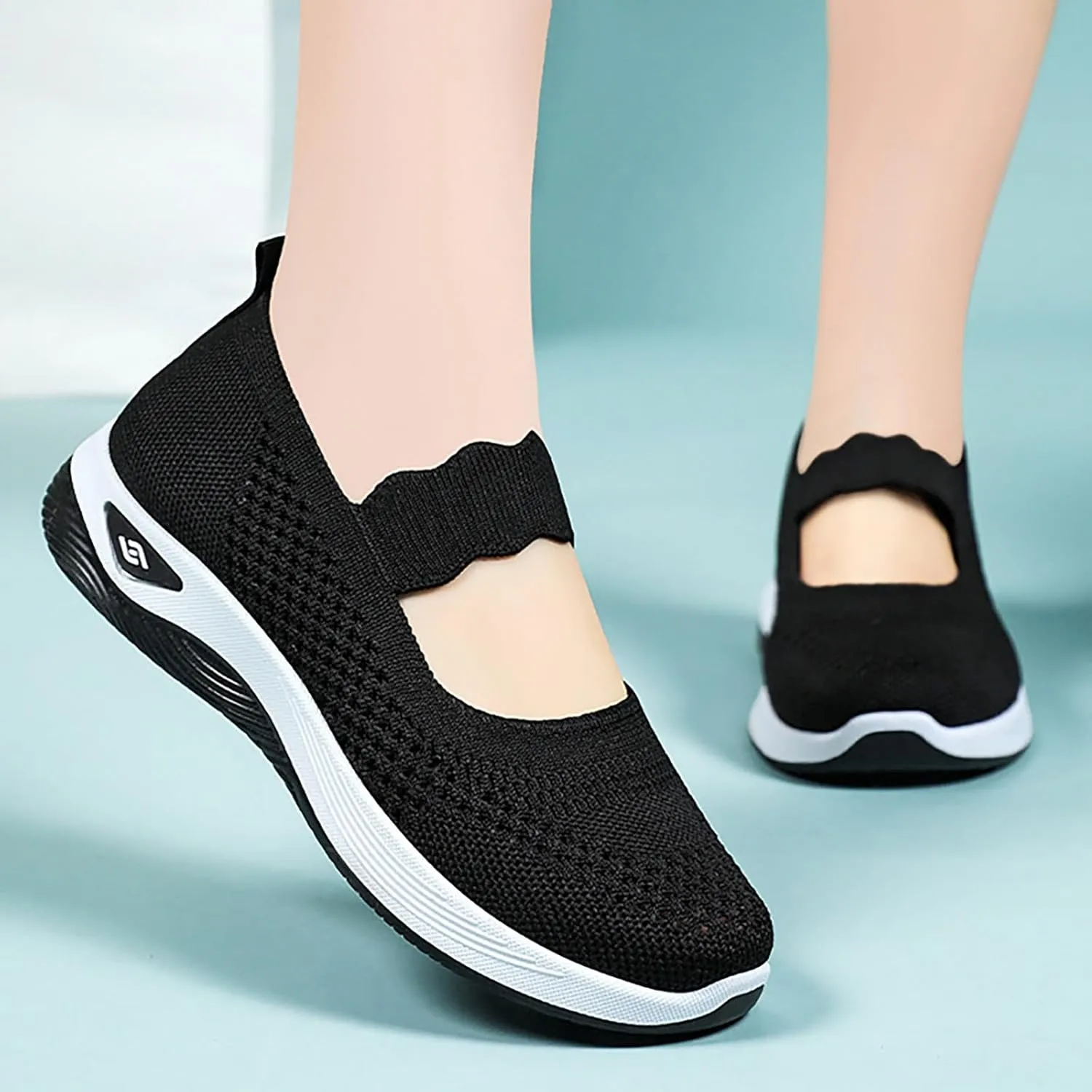 Non Slip Work Shoes Women Fashion Casual Work Shoes Chunky Sneakers Women's Soft Sole Mesh Comfort Orthopedic Basketball Shoe Grip Loafers Casual Slip On