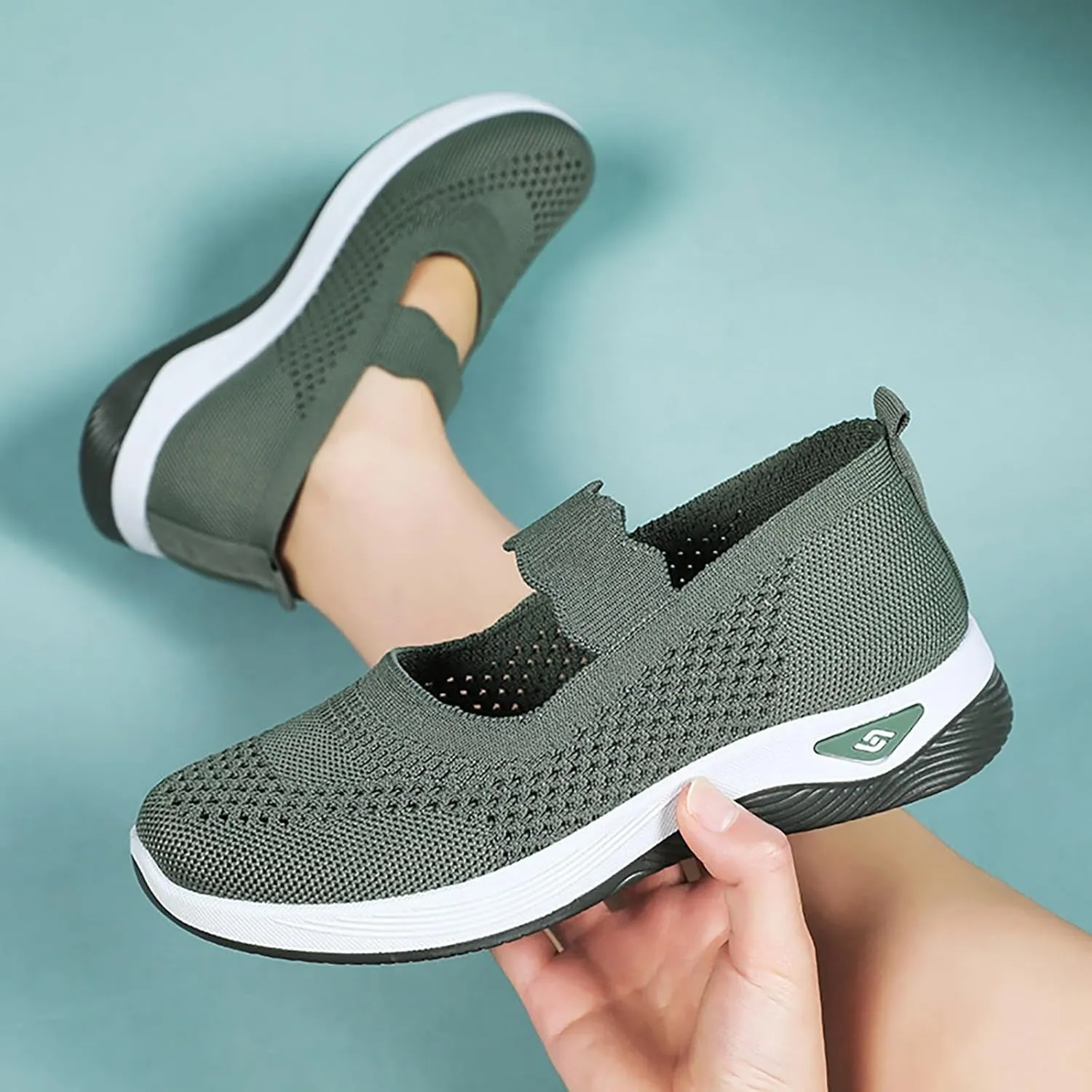 Non Slip Work Shoes Women Fashion Casual Work Shoes Chunky Sneakers Women's Soft Sole Mesh Comfort Orthopedic Basketball Shoe Grip Loafers Casual Slip On